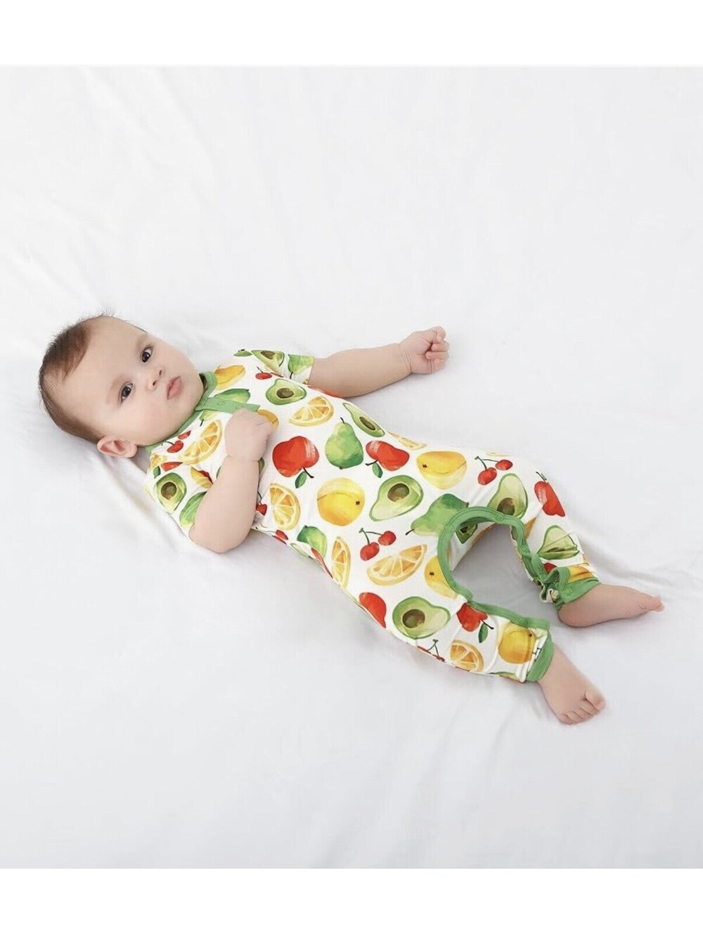DREAMHALO Baby Boys Short Sleeve Rompers Button Bodysuit One Piece Bamboo 3-6 Mo